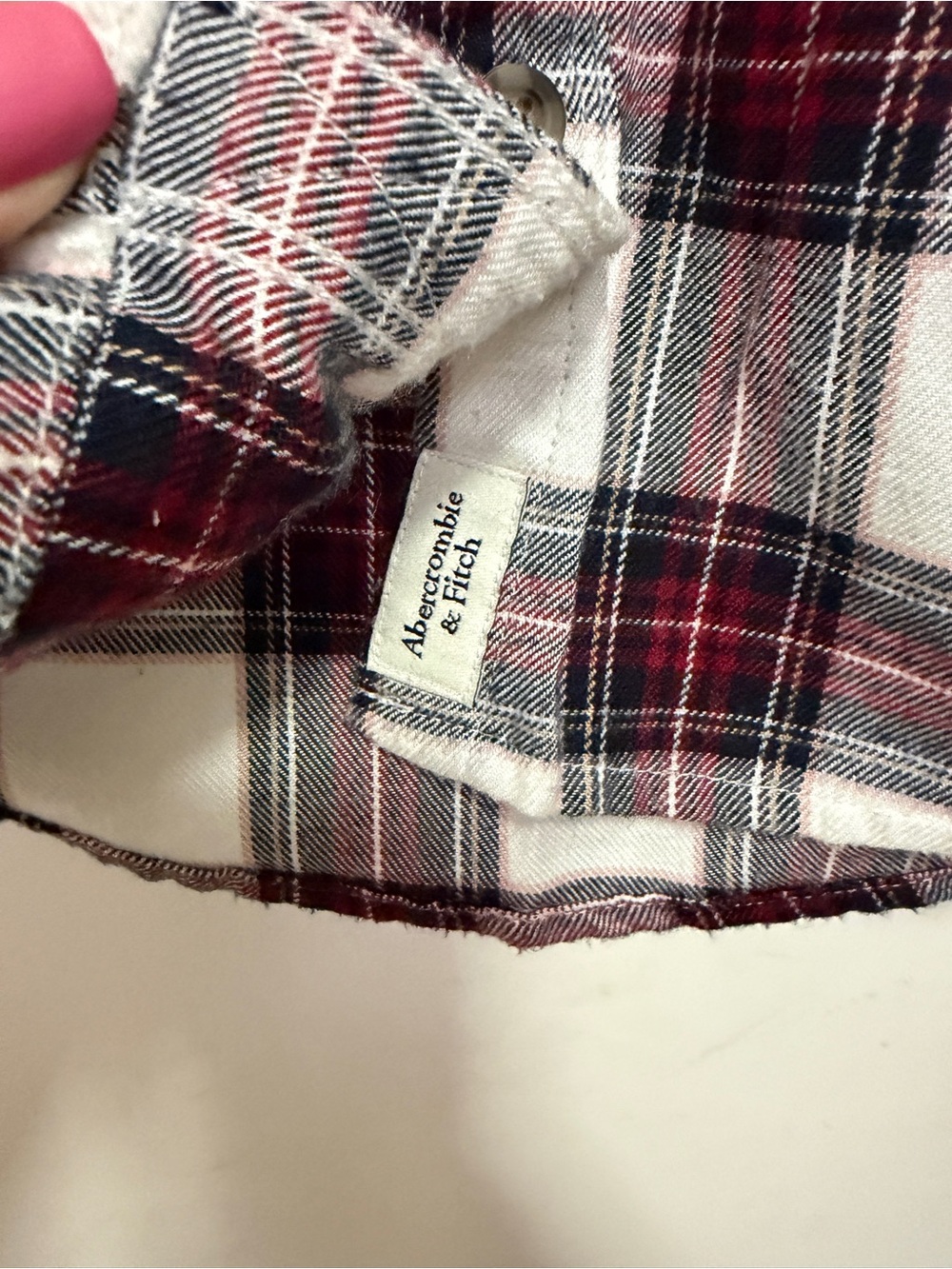 Abercrombie & Fitch Red/White/Black Plaid Flannel Button up Shirt Womens Size XS - Picture 2 of 9